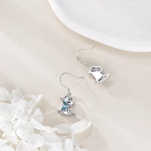 Western Cowboy Boot Earrings Sterling Silver Cowgirl Boot Dangle Drop Earrings Western Jewelry Cowboy Gifts for Women in Saudi Arabia