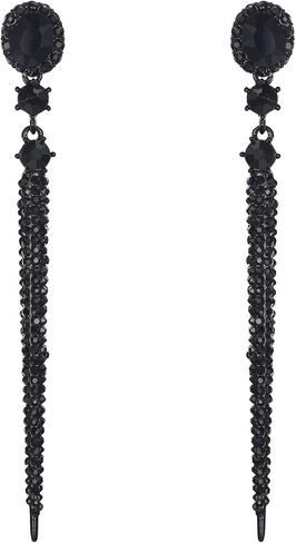 BriLove Women's Fashion Trendy Crystal Oval Long Beaded Bar Chandelier Dangle Earrings in Saudi Arabia
