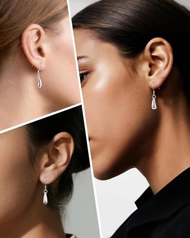925 Sterling Silver Teardrop Dangle Earrings for Women, Tiny Minimalist Silver Drop Dangle Earrings Trendy for Women Hypoallergenic Small Tear Drop Jewelry Gifts in Kuwait