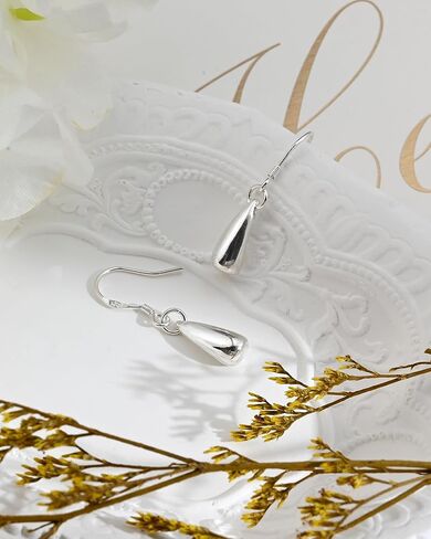 925 Sterling Silver Teardrop Dangle Earrings for Women, Tiny Minimalist Silver Drop Dangle Earrings Trendy for Women Hypoallergenic Small Tear Drop Jewelry Gifts in Kuwait