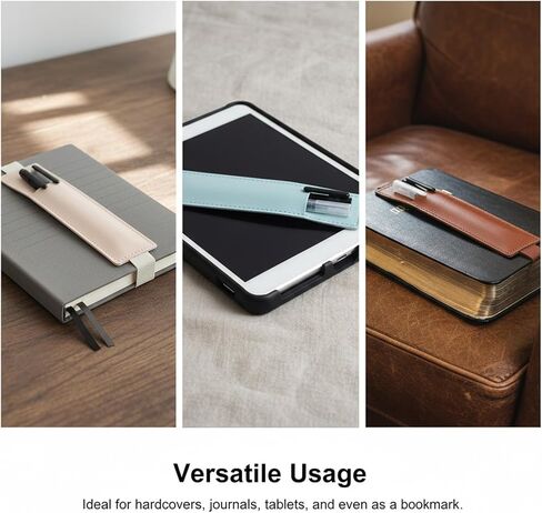 3Pcs Elastic Pen Holder for Notebook with Adjustable Strap Band, Leather Pen Sleeve Pouch Pencil Case for Bible Journals Planners Binders Books(Beige, Brown, Blue) in Kuwait