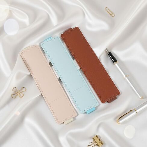 3Pcs Elastic Pen Holder for Notebook with Adjustable Strap Band, Leather Pen Sleeve Pouch Pencil Case for Bible Journals Planners Binders Books(Beige, Brown, Blue) in Kuwait