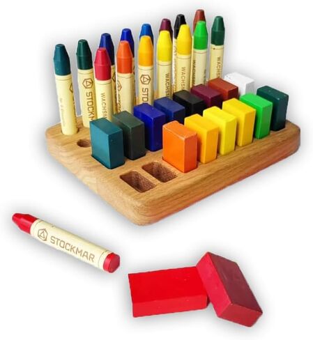 Waldorf crayon holder for Stockmar 16 blocks 16 sticks gift for kids desk organization crayon organizer storage Montessori wooden pencil holder CRAYONS ARE NOT INCLUDED in Saudi Arabia