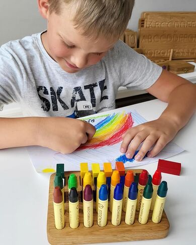 Waldorf crayon holder for Stockmar 16 blocks 16 sticks gift for kids desk organization crayon organizer storage Montessori wooden pencil holder CRAYONS ARE NOT INCLUDED in Saudi Arabia