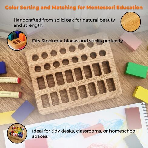 Waldorf crayon holder for Stockmar 16 blocks 16 sticks gift for kids desk organization crayon organizer storage Montessori wooden pencil holder CRAYONS ARE NOT INCLUDED in Saudi Arabia