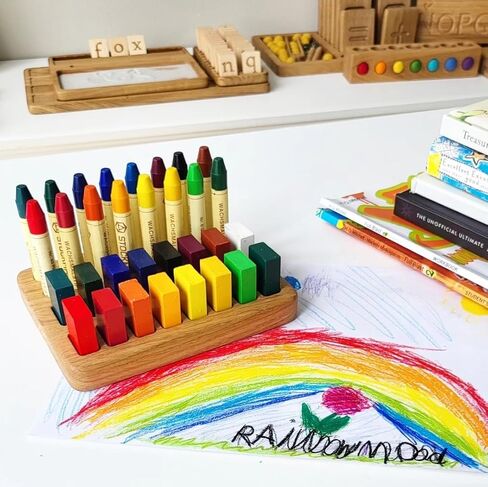 Waldorf crayon holder for Stockmar 16 blocks 16 sticks gift for kids desk organization crayon organizer storage Montessori wooden pencil holder CRAYONS ARE NOT INCLUDED in Saudi Arabia