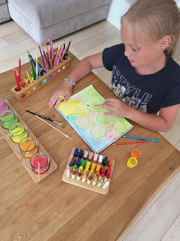 Waldorf crayon holder for Stockmar 16 blocks 16 sticks gift for kids desk organization crayon organizer storage Montessori wooden pencil holder CRAYONS ARE NOT INCLUDED in Saudi Arabia
