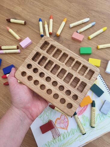 Waldorf crayon holder for Stockmar 16 blocks 16 sticks gift for kids desk organization crayon organizer storage Montessori wooden pencil holder CRAYONS ARE NOT INCLUDED in Saudi Arabia
