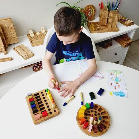 Waldorf crayon holder for Stockmar 16 blocks 16 sticks gift for kids desk organization crayon organizer storage Montessori wooden pencil holder CRAYONS ARE NOT INCLUDED in Saudi Arabia