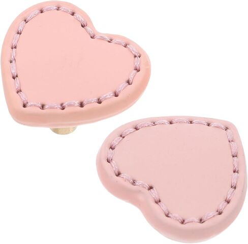 2pcs Heart-Shaped Brass Cabinet Handles with Pink Leather Pulls, Thickened ’ Room Wardrobe and Dresser Drawer Knobs for Furniture in Kuwait