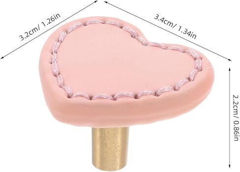 2pcs Heart-Shaped Brass Cabinet Handles with Pink Leather Pulls, Thickened ’ Room Wardrobe and Dresser Drawer Knobs for Furniture in Kuwait