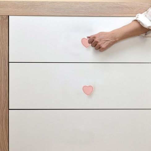 2pcs Heart Shaped Brass Drawer Pulls with Thickened Pink Leather Handles Single Hole Dresser Knobs for ’ Room Wardrobe Cabinet Hardware in Kuwait