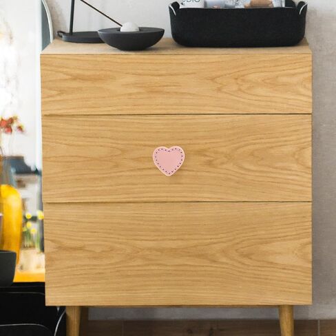 2pcs Heart Shaped Brass Drawer Pulls with Thickened Pink Leather Handles Single Hole Dresser Knobs for ’ Room Wardrobe Cabinet Hardware in Kuwait