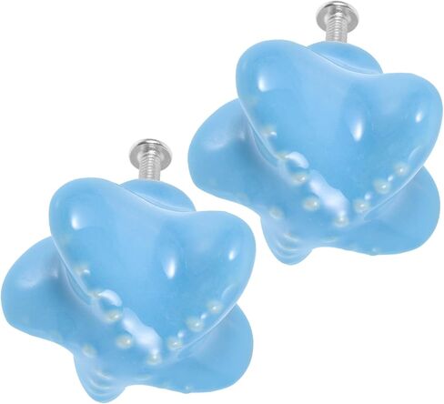 2pcs Room Drawer Pull Handles Cartoon Ceramic Cabinet Knobs, Blue Shell Shape, Cute Marine Theme Furniture Handles for Dressers and Wardrobes in Kuwait