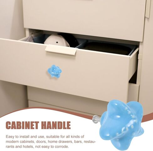 2pcs Room Drawer Pull Handles Cartoon Ceramic Cabinet Knobs, Blue Shell Shape, Cute Marine Theme Furniture Handles for Dressers and Wardrobes in Kuwait