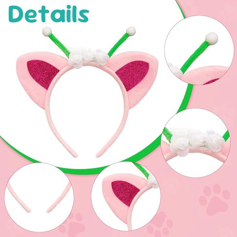 4 Pcs Cat Ears Headband Party Decorations Headbands Flannel Costume Accessories Glitter Hair Clips for Halloween Christmas Festival Theme Party in Kuwait