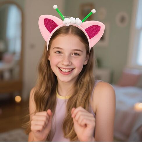 4 Pcs Cat Ears Headband Party Decorations Headbands Flannel Costume Accessories Glitter Hair Clips for Halloween Christmas Festival Theme Party in Kuwait