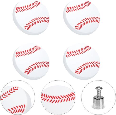 4pcs Cabinet Pull Handles Baseball Pattern Drawer Knobs Rubber Door Pull Handles Single Hole Safety Wardrobe Hardware for Bedroom Furniture Accessories in Kuwait