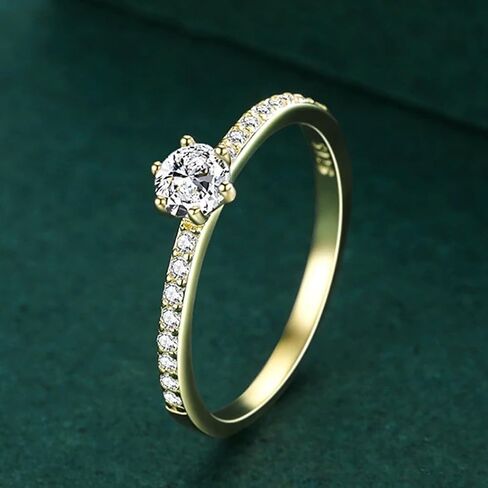 1 Pc Synthetic Moissanite Rings Silver 0.4ct Gorgeous Round Ring for Women Engagement Wear Women's Best Gift Fine Jewellery Gifts in Saudi Arabia