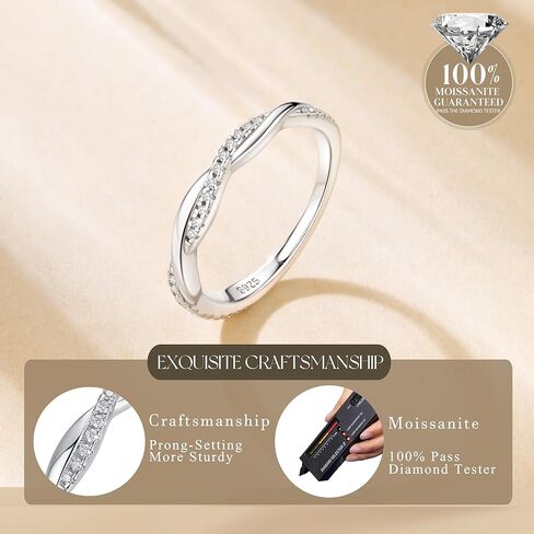 Twisted Vine Moissanite Wedding Band Ring, 3mm Width Eternity Promise Ring for Women, D Color VVS1 Moissanite Rings 925 Sterling Silver, Anniversary and Bridal Gift, All Size in Kuwait