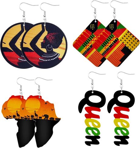 الأقراط الأفريقية للنساء الأقراط شهر التاريخ الأسود Juneteenth أفريقيا الأقراط المجوهرات الأفريقية in Kuwait
