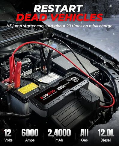 BOOKOO 6000A Jump Starter، صندوق قفز السيارة المحمول 12 فولت، 88.8 وات في الساعة، بطارية السيارة مع حزمة بطارية شحن سريع 65 وات ثنائية الاتجاه لجميع محركات الغاز والديزل 12 لتر - ترقية 2026 in Kuwait