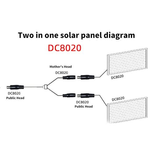 DC8020 Y Splitter Adapter Cable 14AWG Power Cord Wire 1 Male to 2 Female for Solar Panel Charging 40cm Long Black in Kuwait