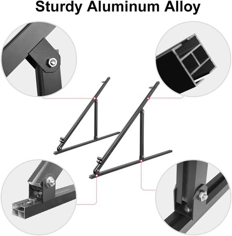 دعامات تركيب لوحة شمسية قابلة للتعديل مقاس 50 بوصة من Dokio، مع أرجل إمالة قابلة للطي على أي سطح مستوٍ للمركبات الترفيهية والسقف والقارب وأي أنظمة خارج الشبكة in Kuwait