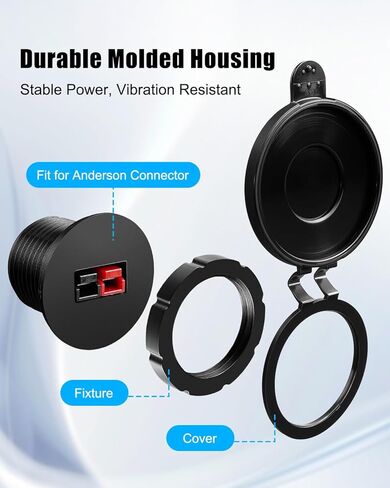 موصل عمود الطاقة مناسب لموصلات أندرسون مع غطاء محكم للطقس، غطاء عمود طاقة فردي مقاوم للماء لسيارة 12 فولت/24 فولت، شاحنة، قارب، عربة سكن متنقلة in Kuwait