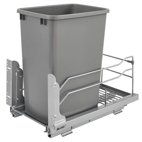 Rev-A-Shelf Pull-Out Trash Can for Under Kitchen Cabinets 35 Quart 8.75 Gallon with Soft-Close Slides and Rear Storage, Champagne, 53WC-1535SCDM-112 in Kuwait