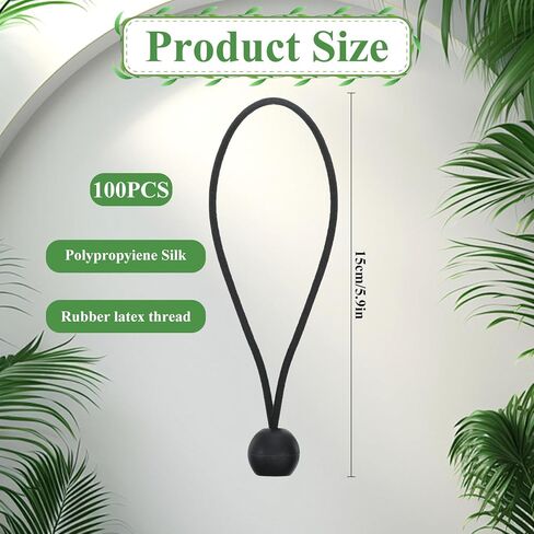 100Pcs Ball Bungee Cords, 5.9 Inch Heavy Duty Tarp Bungee Cords with Balls, Black Elastic Bungees Ball Cords for Secure Hold Outdoor Camping Tents Cargo Holding with UV Resistant in Kuwait