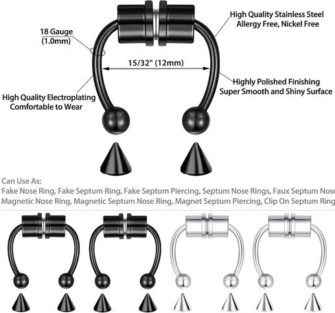 4-5 Pcs Nose Rings Hoops Nose Piercings Nose Piercing Jewelry Fake Nose Ring Fake Septum Double Hoop Nose Ring Lip Nose Rings for Women Clip On Helix Cartilage Hoop Earrings Nose Cuffs in Kuwait