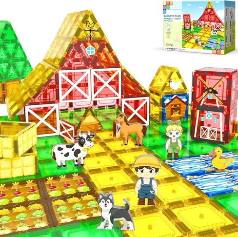 112 PCS Magnetic Tiles Road Set, STEM Magnetic Building Blocks for Toddler Kid Toys, City Construction Toys for 3+ Year Old Boys & Girls, Creative Gifts for Toy Car Enthusiasts in Kuwait