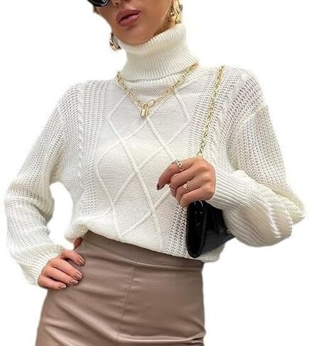 Casual Sweaters for Women, Long Sleeve Turtleneck Knit Sweaters Tops in Saudi Arabia