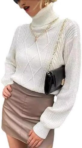 Casual Sweaters for Women, Long Sleeve Turtleneck Knit Sweaters Tops in Saudi Arabia