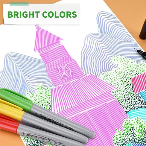 أقلام تحديد دائمة، مجموعة أقلام تحديد دقيقة للغاية، 12 لونًا متنوعًا تعمل على الخشب والبلاستيك والورق والمعادن والحجر والزجاج للفنانين والأطفال والبالغين، 12 قطعة in Kuwait