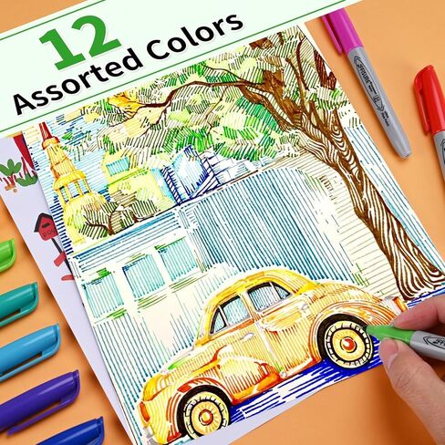 أقلام تحديد دائمة، مجموعة أقلام تحديد دقيقة للغاية، 12 لونًا متنوعًا تعمل على الخشب والبلاستيك والورق والمعادن والحجر والزجاج للفنانين والأطفال والبالغين، 12 قطعة in Kuwait