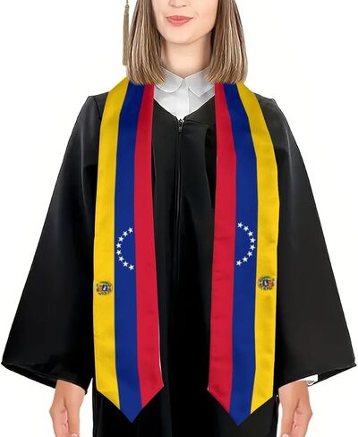 Venezuela Venezuelian Flag V-Neck Graduation Shawl Sash, Double sided Graduation Scarf Stole Graduation Shawl for International Students in Saudi Arabia