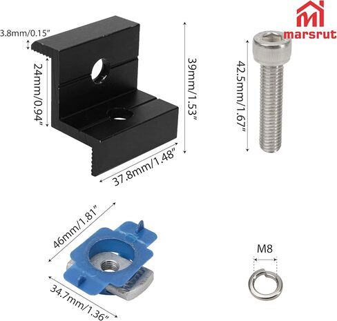 10pcs Solar Panel Clamps Fit for Standard Unistrut, Black Aluminum End Clamps for 30mm 35mm Thick Panels, Mounting Hardware Kit with Nuts & Bolts for Sheet Roof, Metal Roof, Tin Roof, Flat Roofs in Saudi Arabia