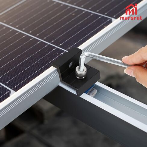 10pcs Solar Panel Clamps Fit for Standard Unistrut, Black Aluminum End Clamps for 30mm 35mm Thick Panels, Mounting Hardware Kit with Nuts & Bolts for Sheet Roof, Metal Roof, Tin Roof, Flat Roofs in Saudi Arabia