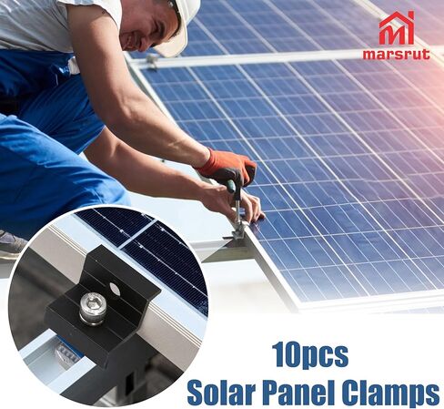 10pcs Solar Panel Clamps Fit for Standard Unistrut, Black Aluminum End Clamps for 30mm 35mm Thick Panels, Mounting Hardware Kit with Nuts & Bolts for Sheet Roof, Metal Roof, Tin Roof, Flat Roofs in Saudi Arabia