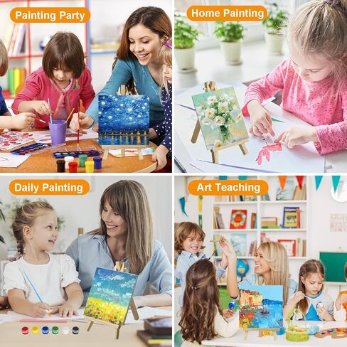 20 Pack 6x6in Canvas Painting Kit for Kids, Small Canvases with Wood Easels, Acrylic Paints, Brushes and Palettes, Acrylic Paint Party Kit Mini Canvas and Easel Set for Kids Painting in Kuwait