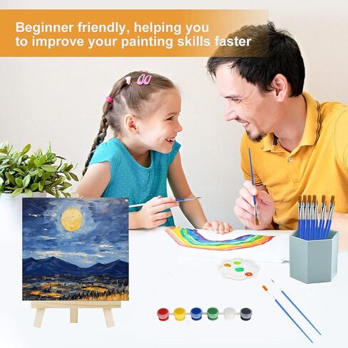 20 Pack 6x6in Canvas Painting Kit for Kids, Small Canvases with Wood Easels, Acrylic Paints, Brushes and Palettes, Acrylic Paint Party Kit Mini Canvas and Easel Set for Kids Painting in Kuwait
