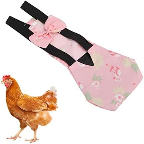 Chicken Diapers for Hens, Bantam Hens Diapers for Pet Ducks Pet Duck Supplies Goose Clothes Reusable Washable Pet Diapers with Bow Tie Nylon Buckle for Poultry (L) in Saudi Arabia