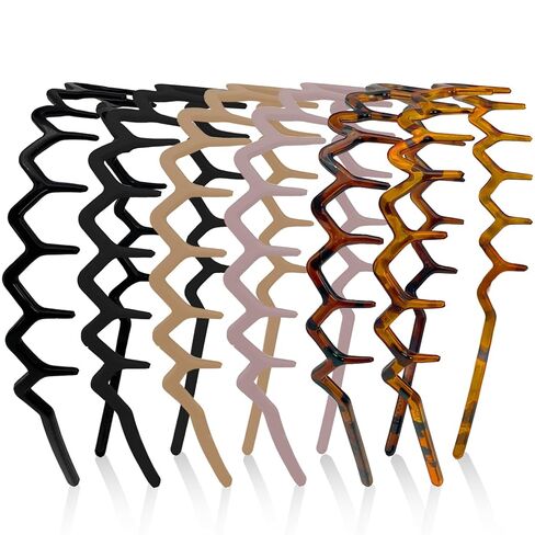 6 Pack Zig Zag Headbands for Women, Non Slip Headband with Teeth, Plastic Hair Bands for Daily Work Makeup Sports 90s Retro Style Hair Accessories for Women Girls in Saudi Arabia