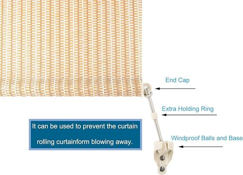 Sunshade Replacement Accessories, Bungee Jumping kit and Cover end 3 Sets, Suitable for Coolaroo External Roller Blinds and Cordless Roller Blinds (Beige) in Kuwait