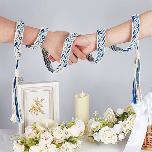 AHANDMAKER Wedding Lasso Rope, Handfasting Cord for Wedding with Tree of Life Pendants Lazos para Boda Wedding Cord Traditional Rustic Wedding Lasso for Ceremony Bridal Gift, Blue in Saudi Arabia