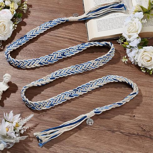 AHANDMAKER Wedding Lasso Rope, Handfasting Cord for Wedding with Tree of Life Pendants Lazos para Boda Wedding Cord Traditional Rustic Wedding Lasso for Ceremony Bridal Gift, Blue in Saudi Arabia