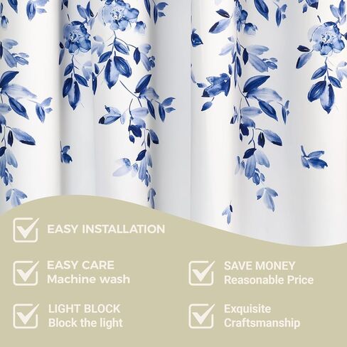 مجموعة لوحات نافذة التعتيم من Creativesfun، زوج - طباعة زهور، جميلة، حديثة، ديكور منزلي أنيق (أزرق داكن، 52 بوصة عرض × 63 بوصة طول) in Kuwait
