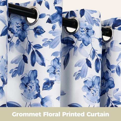 مجموعة لوحات نافذة التعتيم من Creativesfun، زوج - طباعة زهور، جميلة، حديثة، ديكور منزلي أنيق (أزرق داكن، 52 بوصة عرض × 63 بوصة طول) in Kuwait